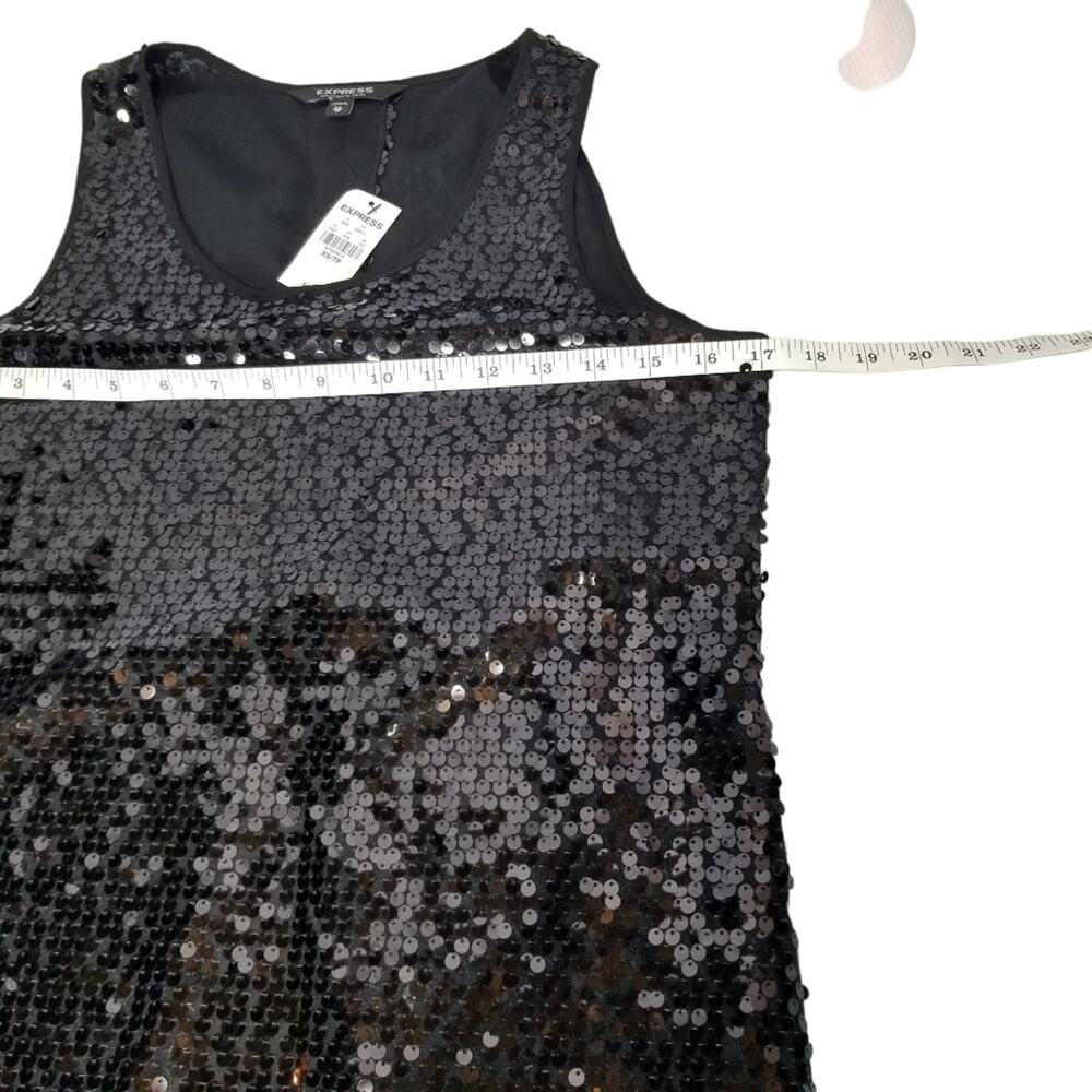 NWT Express Black Sequined Tank Top Size XS - Picture 6 of 9